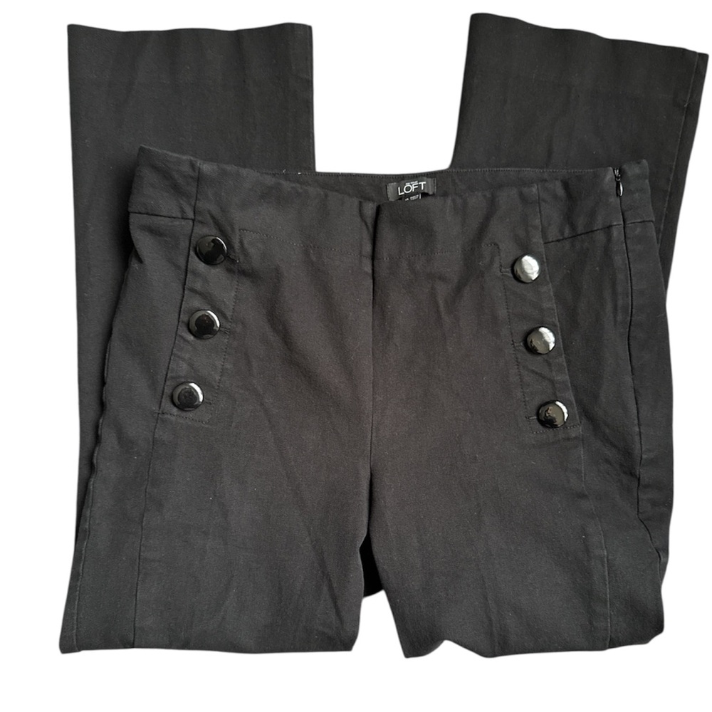 Ann Taylor Loft Black Slim Pants w/Sailor Button Accents Women's Size 10